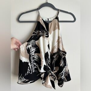 Tyche Tan, Black and White Sleeveless Blouse